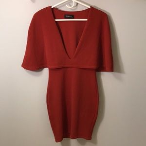 Burnt Orange Cape Mini Dress